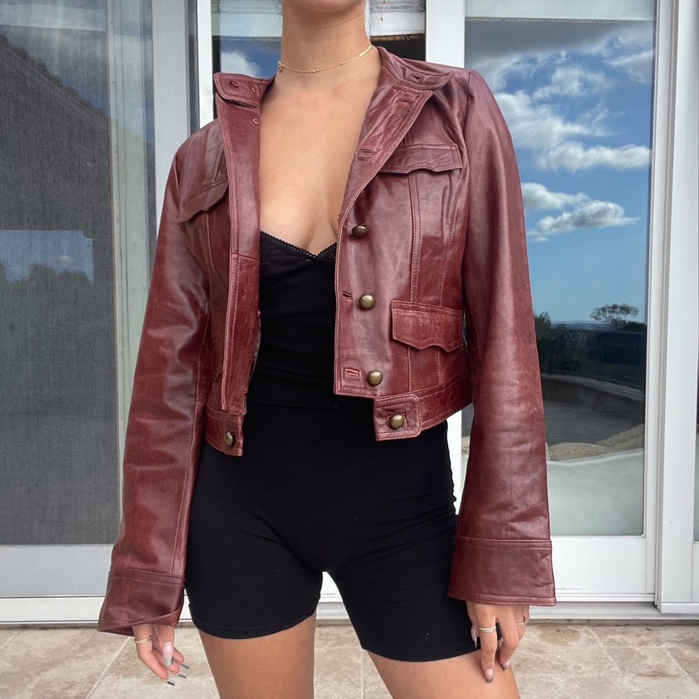 Dark Red/Brown Leather Jacket